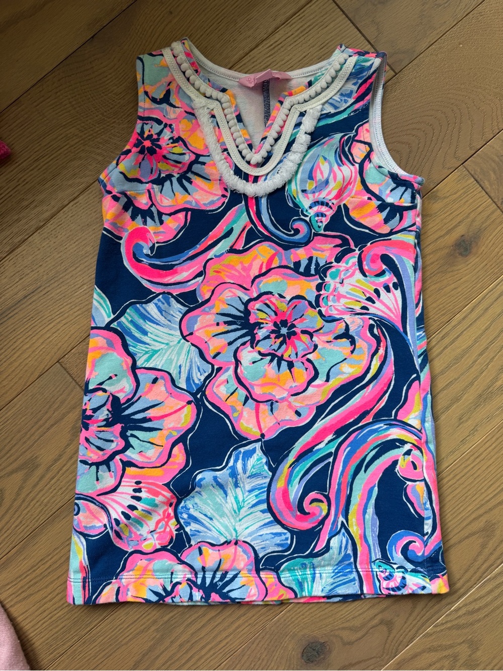 Lilly Pulitzer Navy Floral Tank Dress with Pink, Aqua & Coral